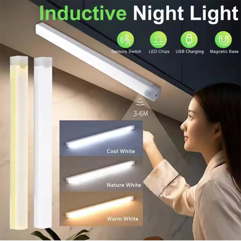 Under Cabinet Lights,USB Rechargeable Kitchen Cupboard Night Light,Battery Operated Counter Closet Lighting,Motion Detector