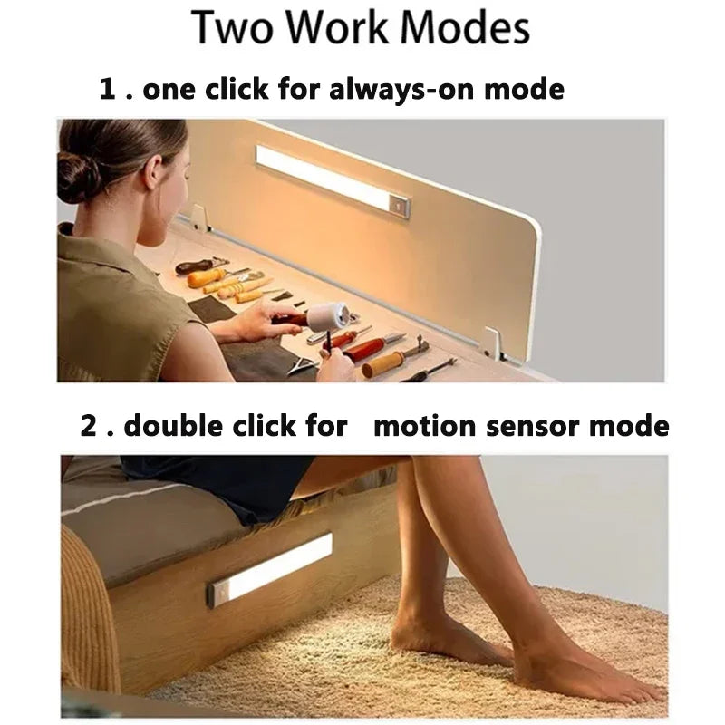 Under Cabinet Lights,USB Rechargeable Kitchen Cupboard Night Light,Battery Operated Counter Closet Lighting,Motion Detector