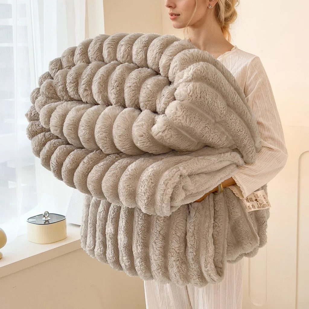 Solid Color Single Layer Flannel Blanket, Nordic Minimalist Home Sofa Throw