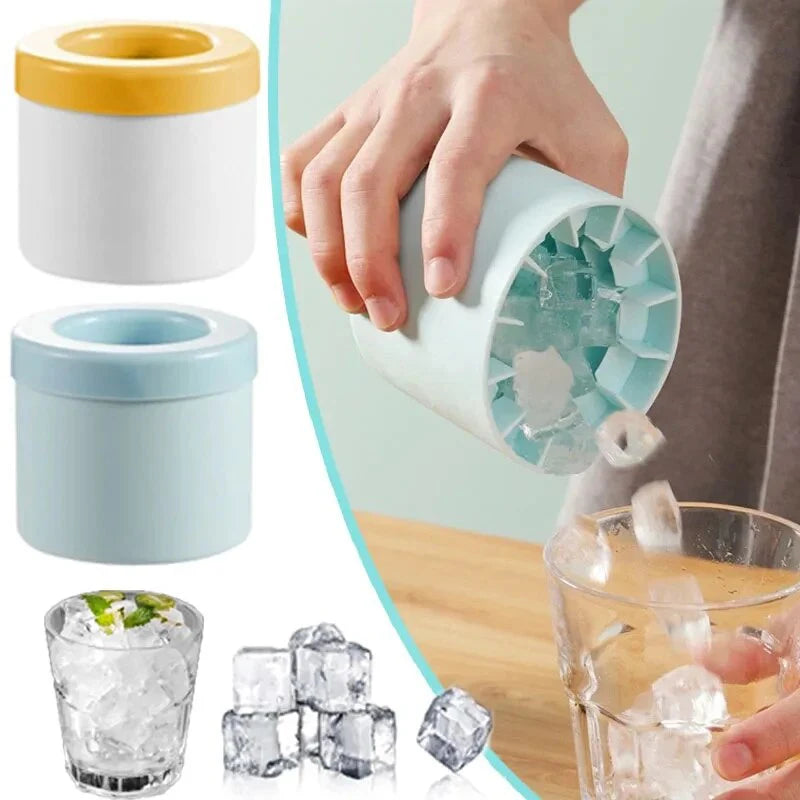 Silicone Ice Cube Mold Round Bucket Summer Homemade DIY Refrigerator Freeze Maker Creative Cube Mold Barware Tools
