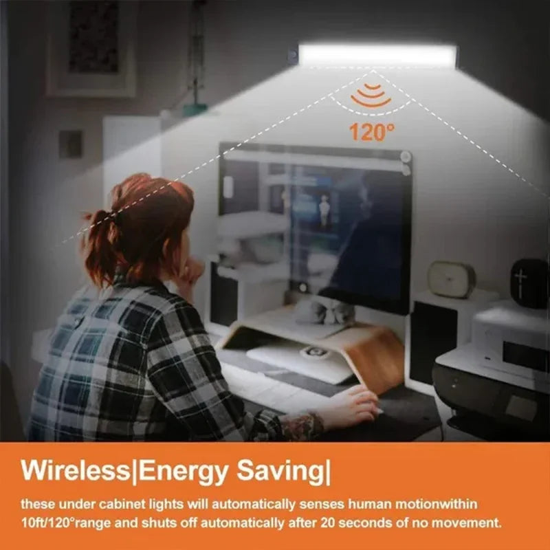 Under Cabinet Lights,USB Rechargeable Kitchen Cupboard Night Light,Battery Operated Counter Closet Lighting,Motion Detector