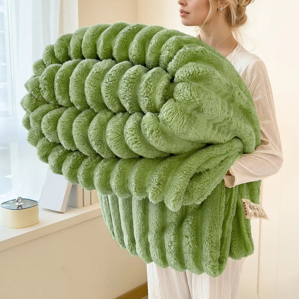 Solid Color Single Layer Flannel Blanket, Nordic Minimalist Home Sofa Throw