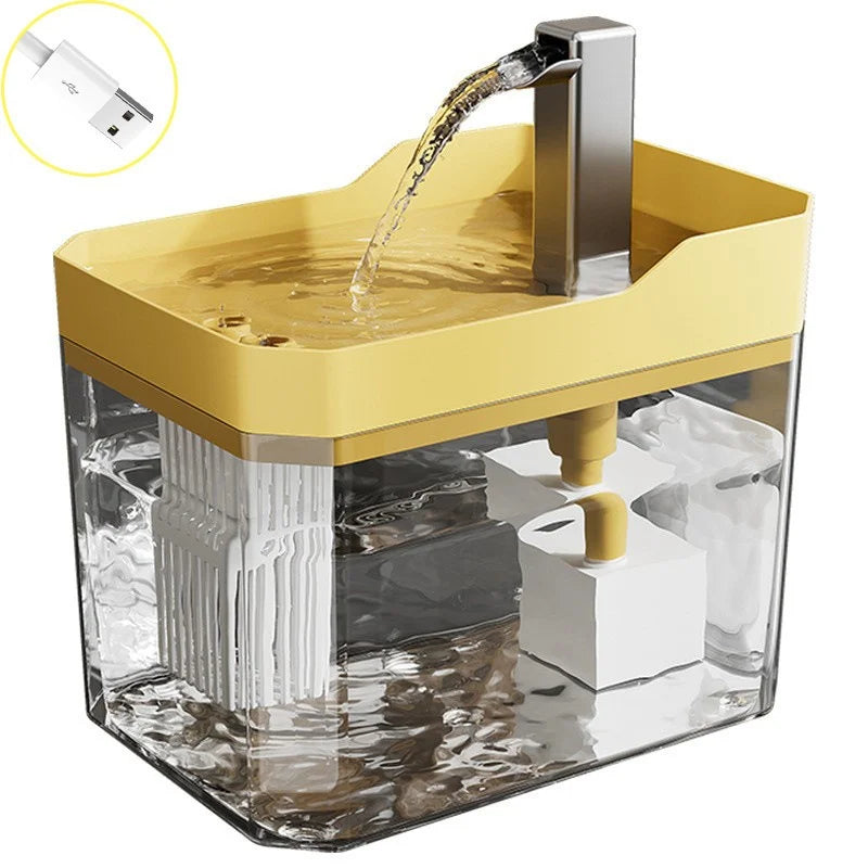 USB Cat Water Fountain with Auto Filter Transparent Anti-Dry Burning Recirculating Dispenser Includes Pump for Cats