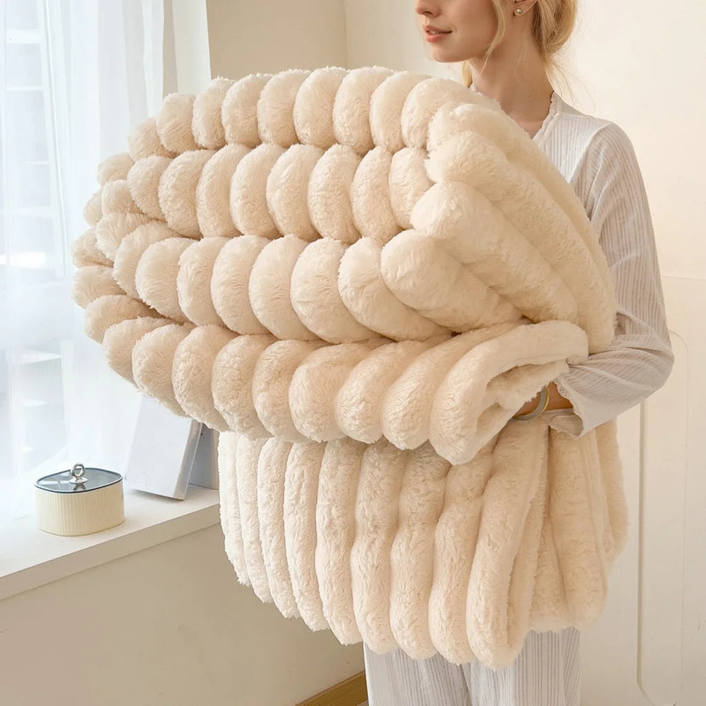 Solid Color Single Layer Flannel Blanket, Nordic Minimalist Home Sofa Throw