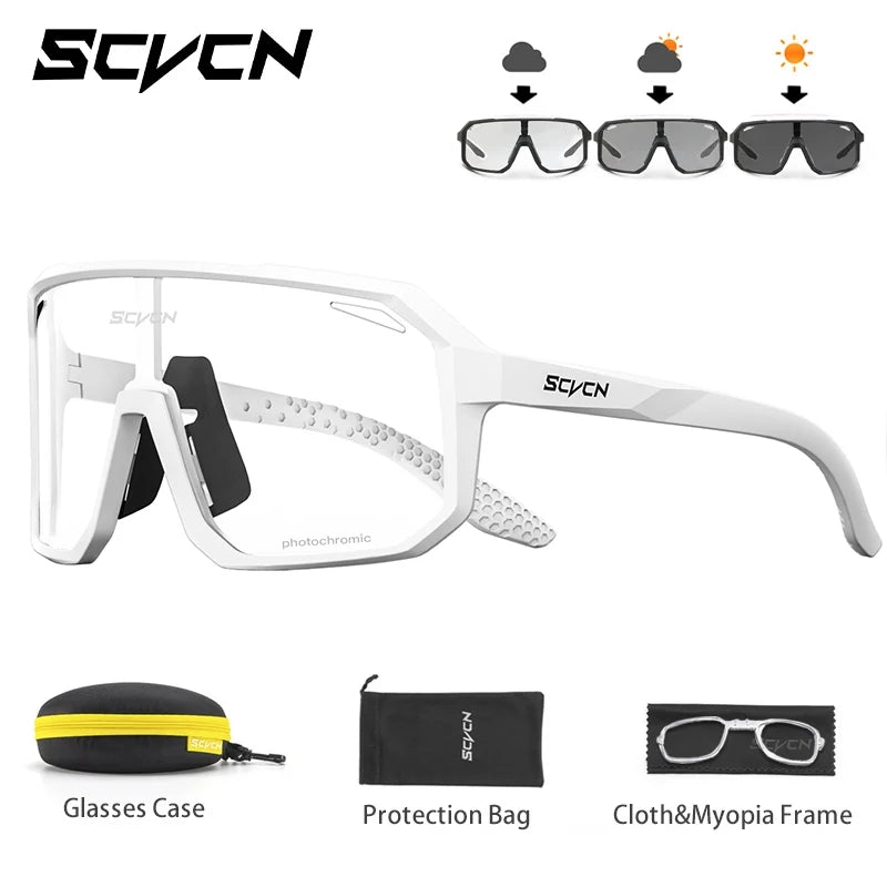 SCVCN Photochromic Cycling Sunglasses for Men Women Outdoor Bike Sports Glasses Road MTB Bicycle Eyewear UV400 Goggles with Case