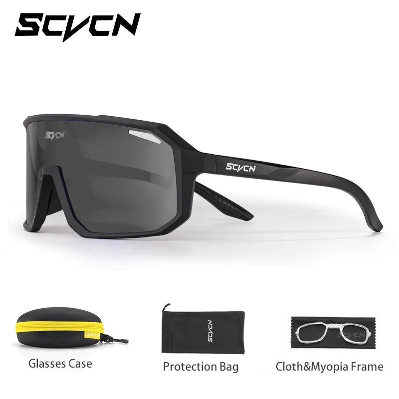 SCVCN Photochromic Cycling Sunglasses for Men Women Outdoor Bike Sports Glasses Road MTB Bicycle Eyewear UV400 Goggles with Case