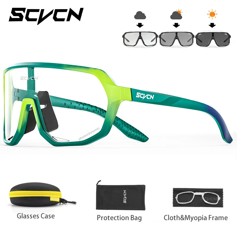 SCVCN Photochromic Cycling Sunglasses for Men Women Outdoor Bike Sports Glasses Road MTB Bicycle Eyewear UV400 Goggles with Case