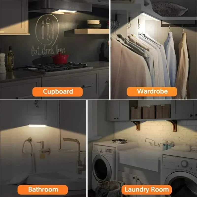 Under Cabinet Lights,USB Rechargeable Kitchen Cupboard Night Light,Battery Operated Counter Closet Lighting,Motion Detector